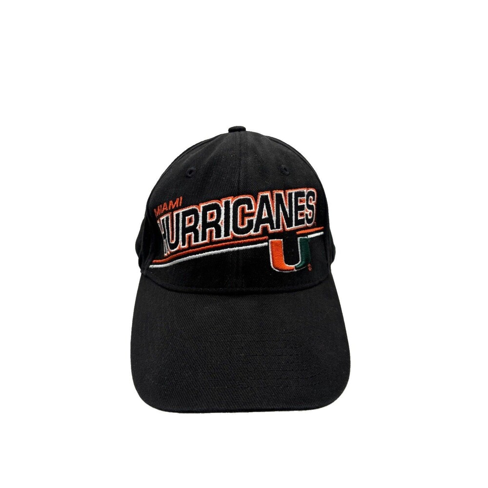 Miami Hurricanes Hat Black Orange Stitched U Logo NCAA